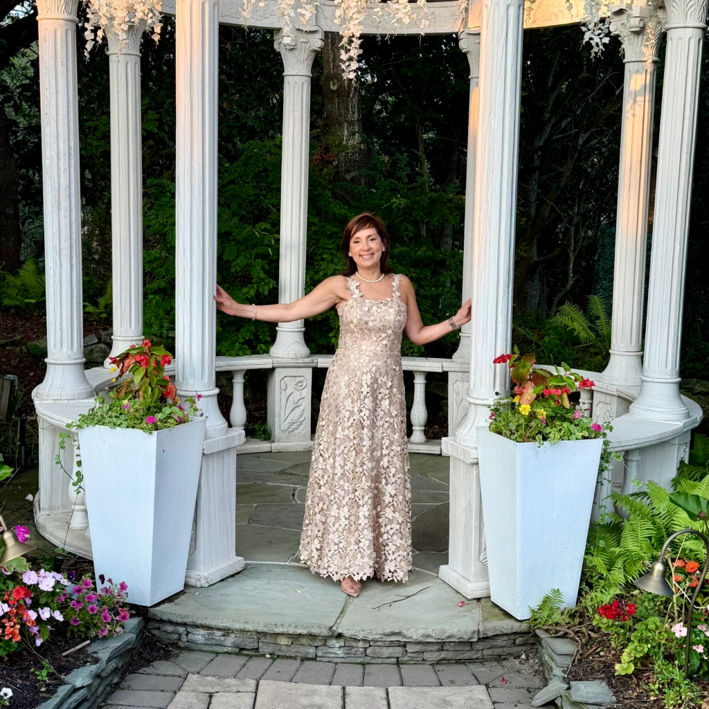 Michelle Sands, personalized myofunctional therapy provider, celebrating five years of breast cancer survivorship.